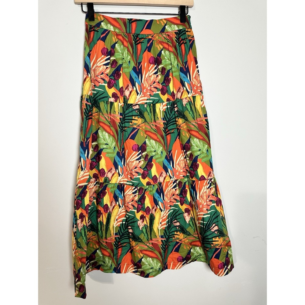 NWT O.P.T. Tuckernuck Tropical Floral Tiered Midi Skirt‎ - Size XS